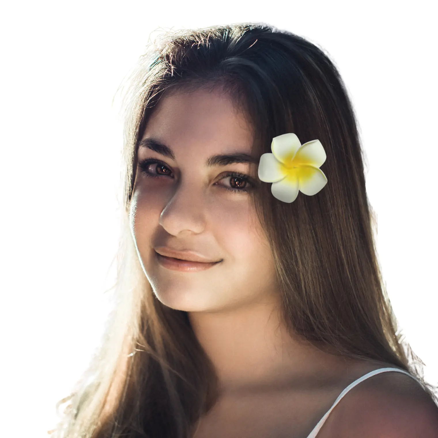 Flor Tipanie 6,5cm para el cabello blanca con amarillo 1