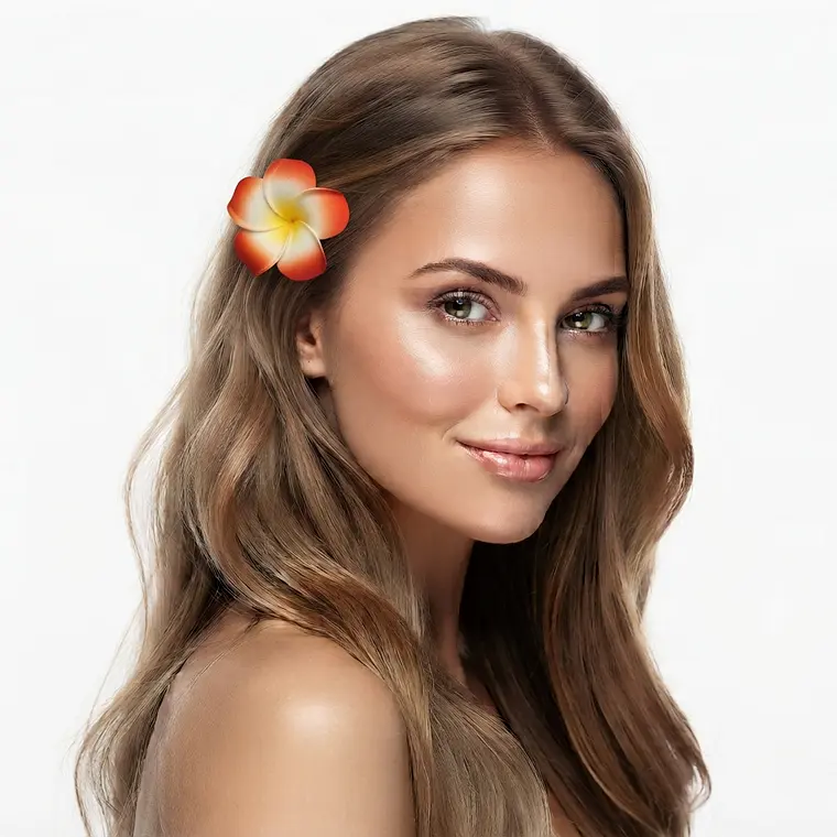 Flores Tipanie naranjo blanco 6,5cm con pinza para el cabello 1