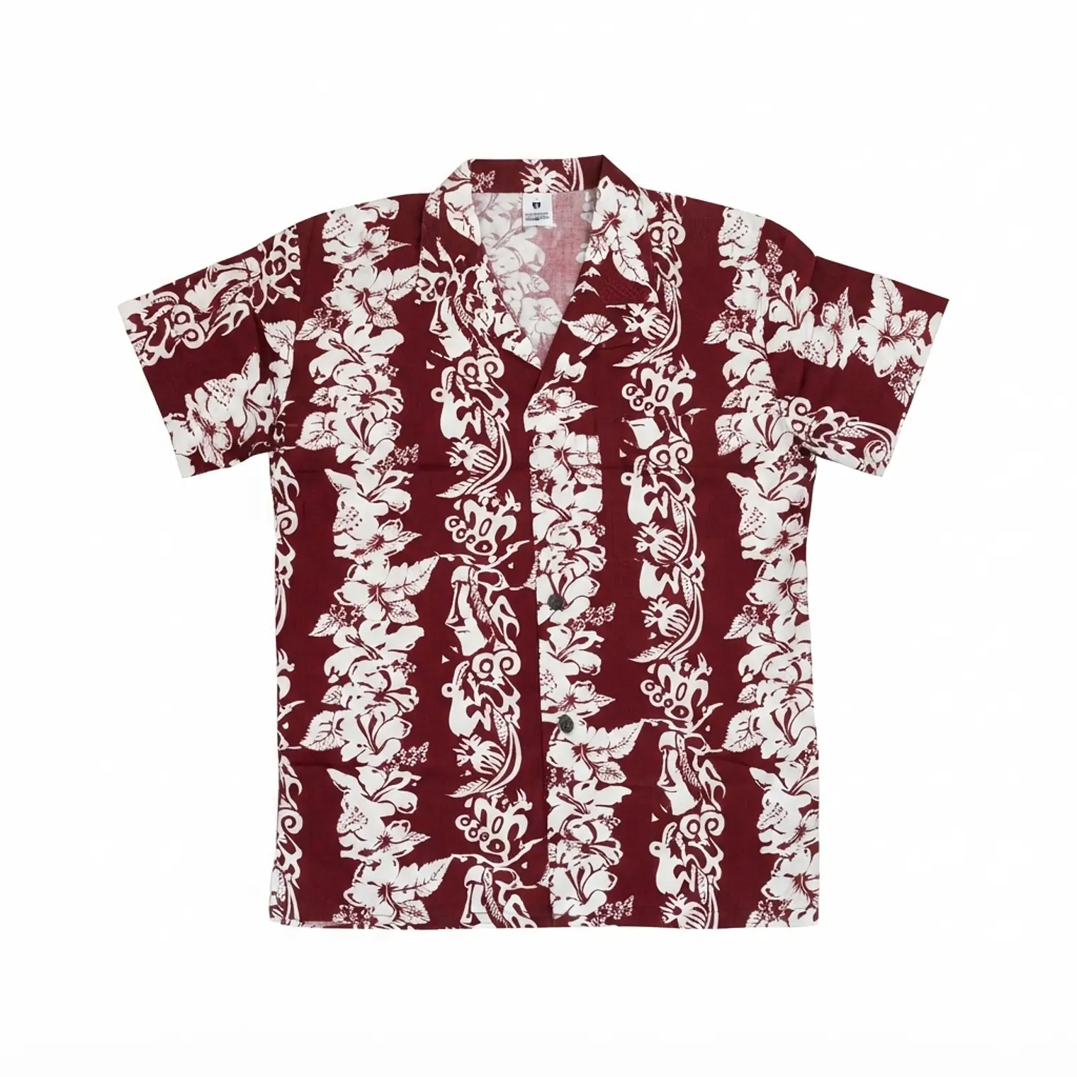 Camisa Polinesica Burdeo franja Moai 2