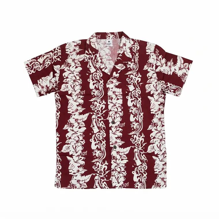 Camisa Polinesica Burdeo franja Moai 2