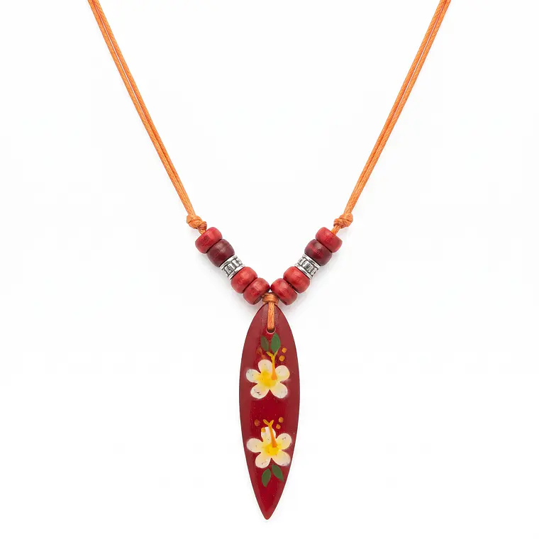 Colgante ajustable tabla de surf fucsia 2 hibiscos 2
