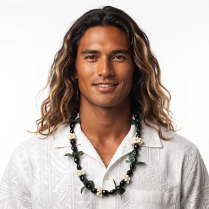 Collar negro con pure blanco diseño Hawaii