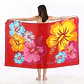Pareo Rojo L con 8 hibiscos 1,70x1,15mts - Miniatura 1