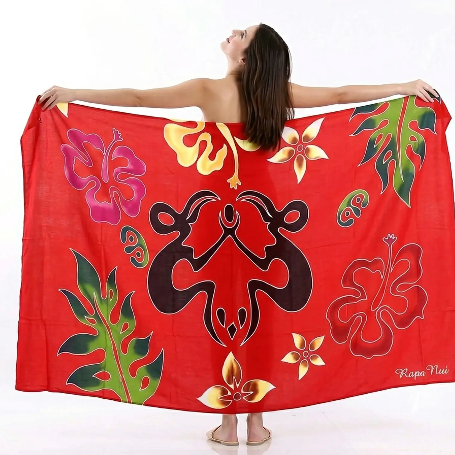 Pareo Rojo L con Pajaros 1,70x1,15mts 1