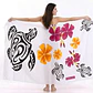 Pareo Blanco L con Tortugas flor amarillo fucsia 1,70x1,15mts - thumbnail 1