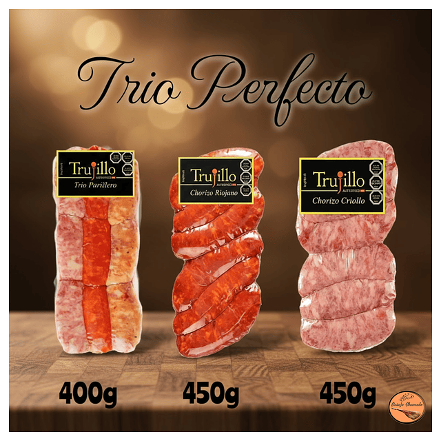 Chorizos Parrrilleros Trio Perfecto para tus asados 9 Unidades 3,900g