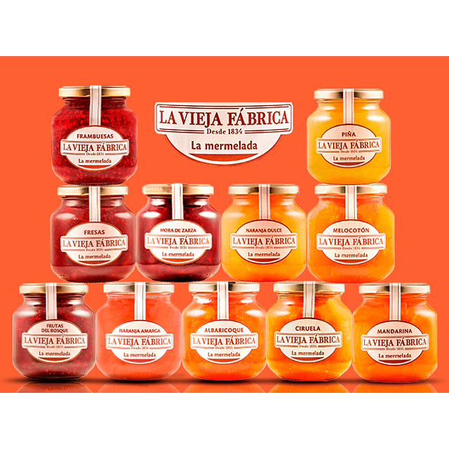 Mermelada Variedad Única con trozos de Fruta 350g Importada de España.