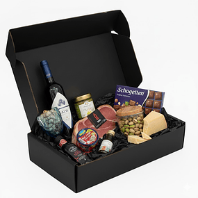 Box Serrano Caja negra de lujo, 1 Kilo de Jamón Serrano.