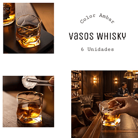 Vaso Whisky color Ambar set 6 Unidades