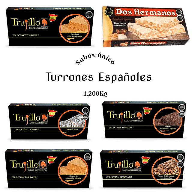 6 Turrones Selección 1 Dulce Polvorones 1 Mesías Dulce  2 Kg
