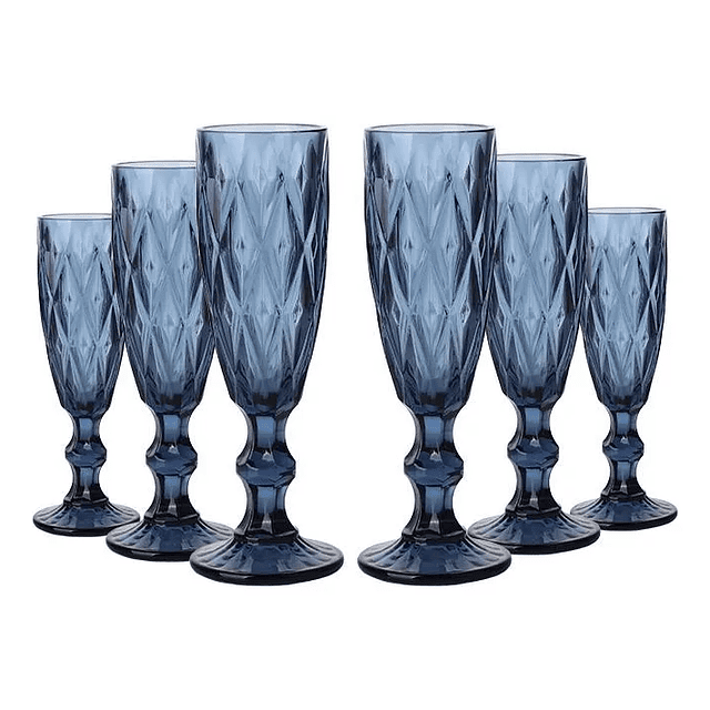 Set 6 Copas Champagne Azul 160ml Eventos o Reuniones