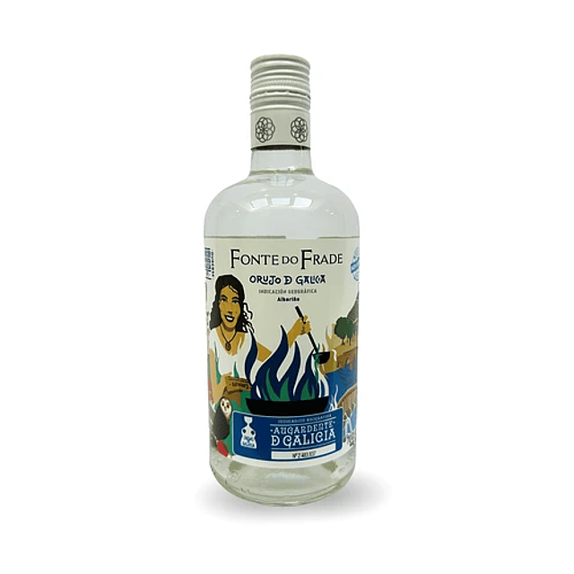 Orujo Aguardiente Triple Destilación del Hollejo de Uvas Albariño, Seguido de un Reposo de un Año.