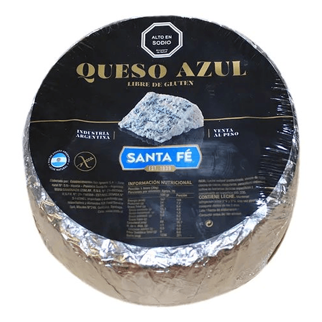 Queso Azul Roquefort Horma media pieza 1,1 Kg aprox Santa Fé Argentino.