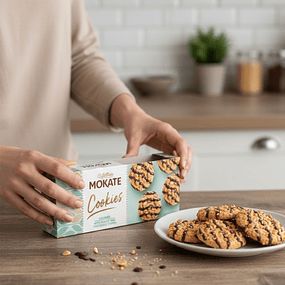 Galletas con Tiras de Cacahuete y Chocolate Cacahuetes 24 % Chocolate Negro 13 %