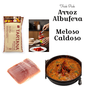 Trick Pack Arroz Albufera Tartana 1 K Pimientos del Piquillo Jamón Serrano 180g