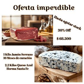 Jamon Serrano 16 meses Bloque 1 Kg Horma Queso Azul Santa Fe 2,2 Kg Oferta imperdible