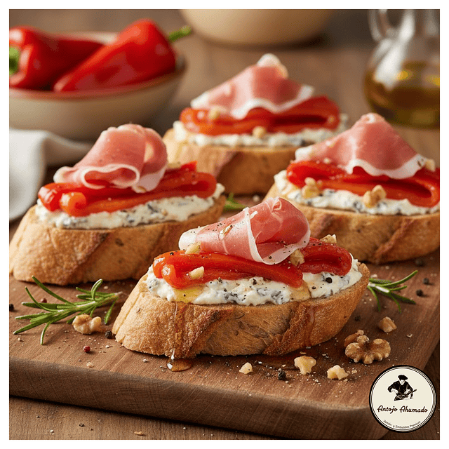 Trio Perfecto para tus Bocados Jamón Serrano - Queso Roquefort - Pimientos del Piquillo