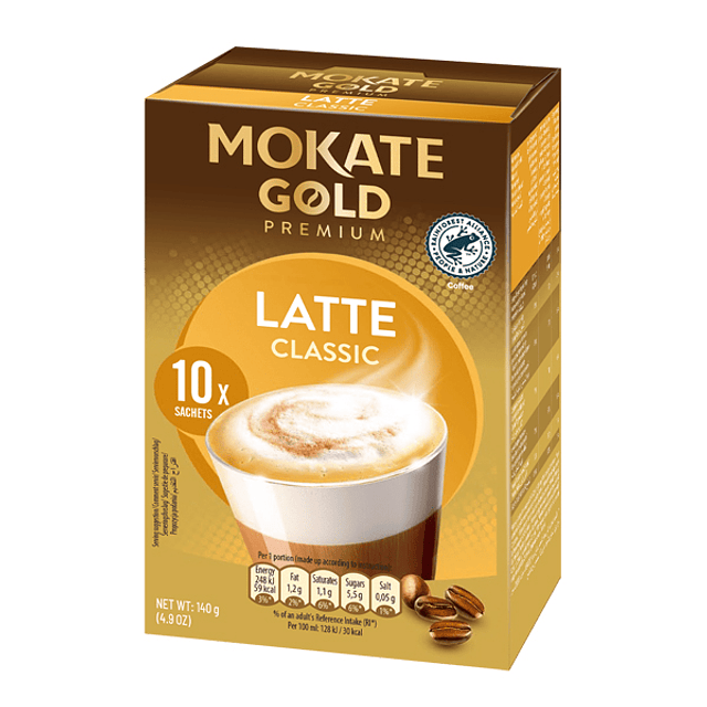 Mokate Gold Premium Classic Latte Coffee 10 sobres 140g