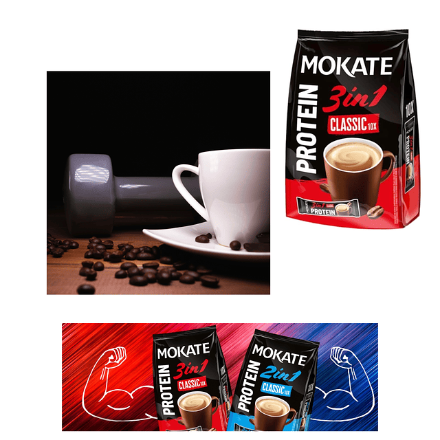 Mokate Protein Classic 3 en 1 | Bebida instantánea de café en polvo con leche y proteína