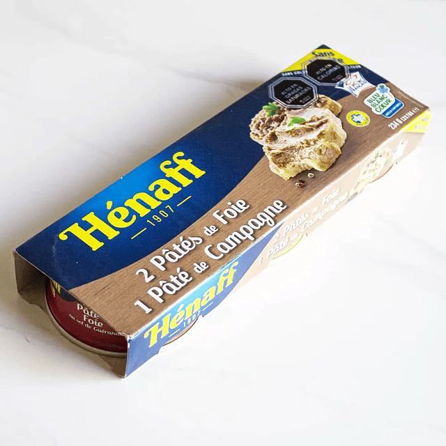 Pack Pâté Hénaff Campagne y 2 Paté Foie Henaff 78g Mousse Importado de Francia.
