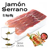 Display Jamón Serrano Laminado Etiqueta Roja 80g Minio Oliva Extra Virgen