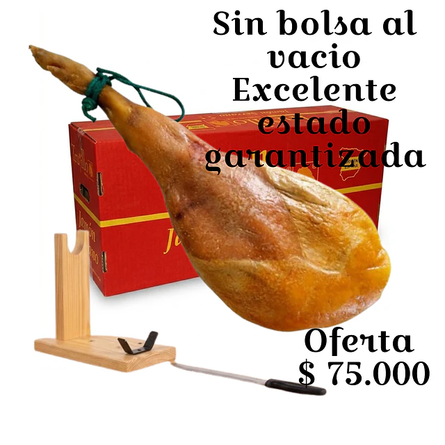 Oferta Paleta jamón serrano Pierna delantera etiqueta roja 4,2 a 4,8 Kg con atril y cuchillo