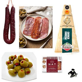 Tabla Ibérica Queso Pecorino Chorizo Español Aceituna al Pimentón Nat Craker