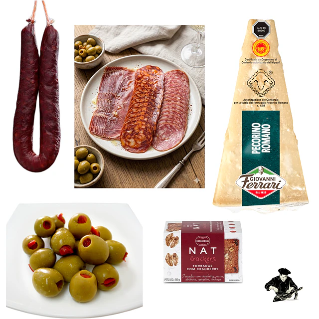 Tabla Ibérica Queso Pecorino Chorizo Español Aceituna al Pimentón Nat Craker