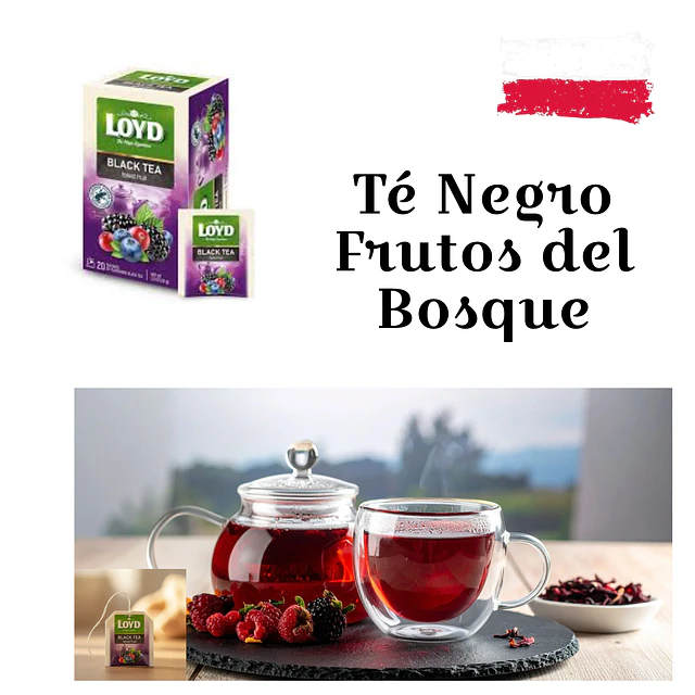 Té Negro de Frutos del Bosque de Loyd 20 Bolsitas Importado de Polonia