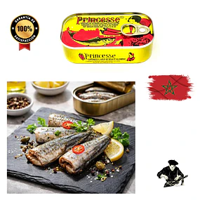 Sardinas en Aceite Picante 125 gr. Princesse Importadas de Marruecos