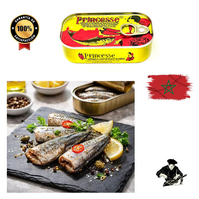 Sardinas en Aceite Picante 125 gr. Princesse Importadas de Marruecos
