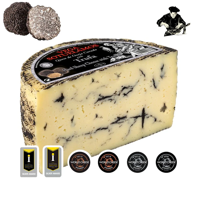 Queso de Oveja Curado con Trufa Negra Leche Cruda - 1 kg. Importado