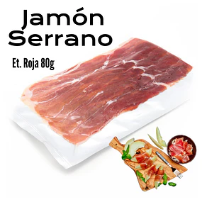 Display Jamón Serrano Laminado Etiqueta Roja 80g Vence 26 junio