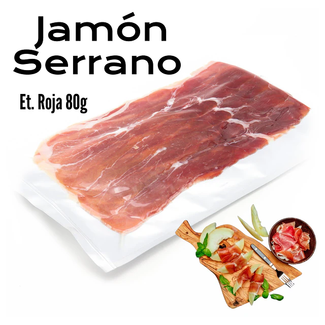 Display Jamón Serrano Laminado Etiqueta Roja 80g Vence 26 junio