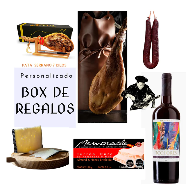 Jamón Serrano Pierna Trasera Etiqueta roja 7,5 Kilos  Box de Regalos