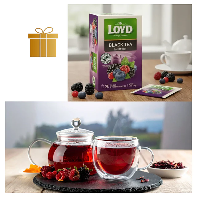 Té Negro de Frutos del Bosque de Loyd 20 Bolsitas Importado de Polonia