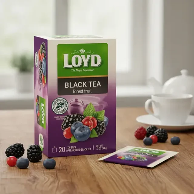 Té Negro de Frutos del Bosque de Loyd 20 Bolsitas Importado de Polonia