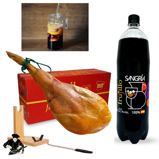 Paleta Serrano Et Roja 4,5 Kg con Atril Y Cuchillo más Sangria 1,5 L