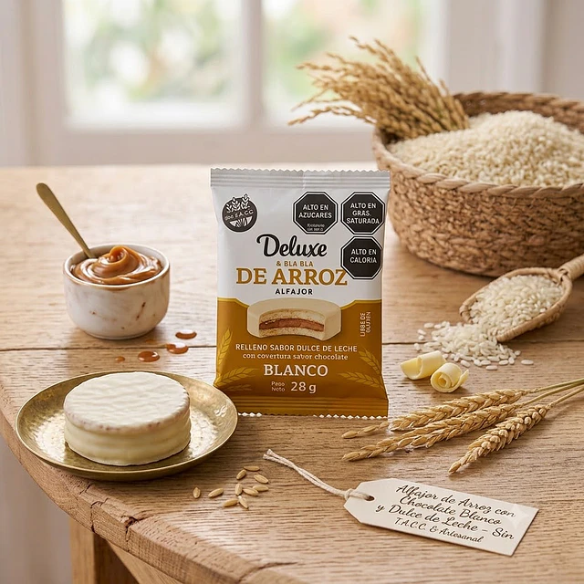Alfajor Deluxe con Baño de Chocolate Blanco Relleno Dulce de Leche  28g Kosher