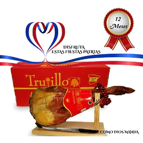 Paleta jamón serrano Pierna delantera etiqueta roja  4,2 a 4,8 Kg con atril y cuchillo