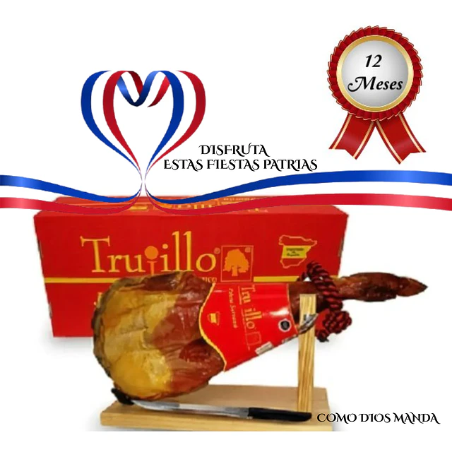 Paleta jamón serrano Pierna delantera etiqueta roja  4,2 a 4,8 Kg con atril y cuchillo