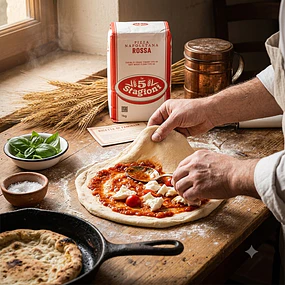 Farina Tipo "00" 1 Kg Para Pizza Napoletana - Le 5 Stagioni, Parma, Italia.