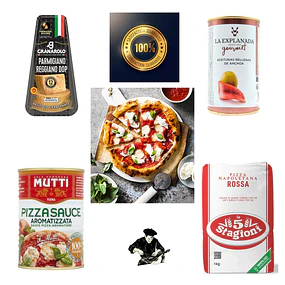Pizza Lista con los Mejores ingrediente para Sorprender 5 Stagioni. Granarolo, Mutti, La Explanada