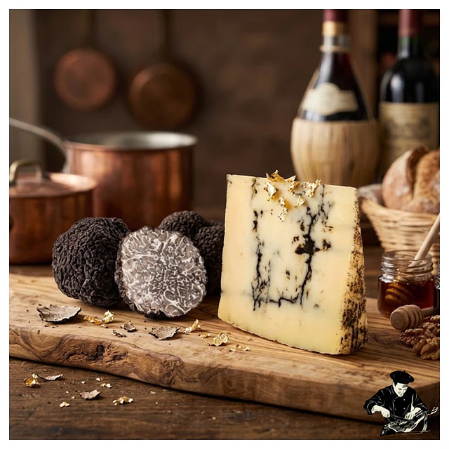 Queso de Oveja Curado con Trufa Negra leche cruda - 150g aprox. Importado de España.