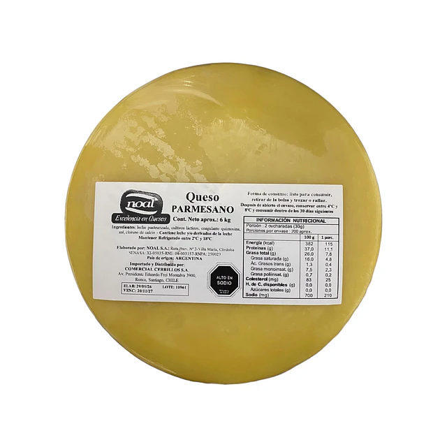 Parmesano Reggianito Noal Procedencia Argentina 6 Kg aprox
