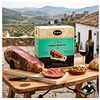 Mini Jamón Serrano + jamonero + Cuchillo Sellado al Vacio y Presentación en Caja, 900g aprox. Nico Jamón