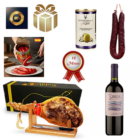 Jamón Serrano Pierna Trasera Etiqueta roja 7,5 Kilos  Box de Regalos