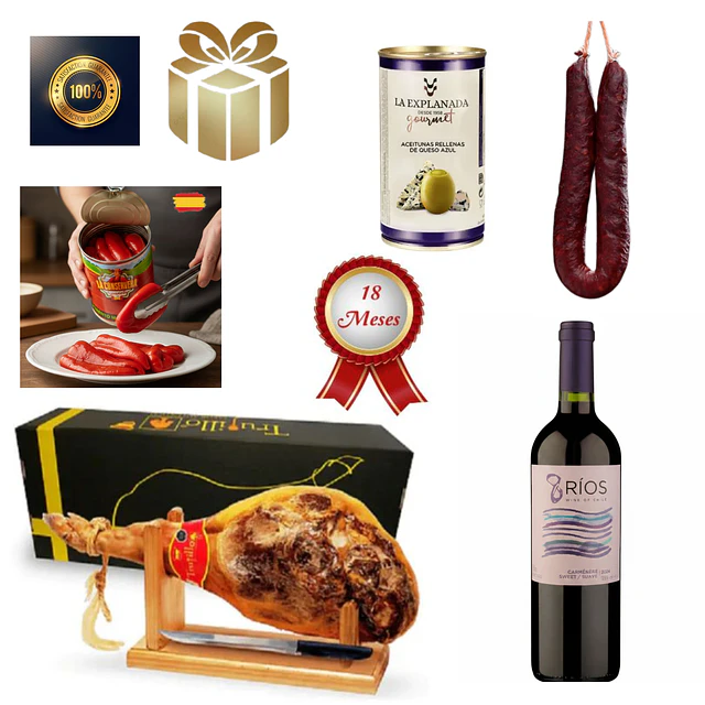 Jamón Serrano Pierna Trasera Etiqueta roja 7,5 Kilos  Box de Regalos