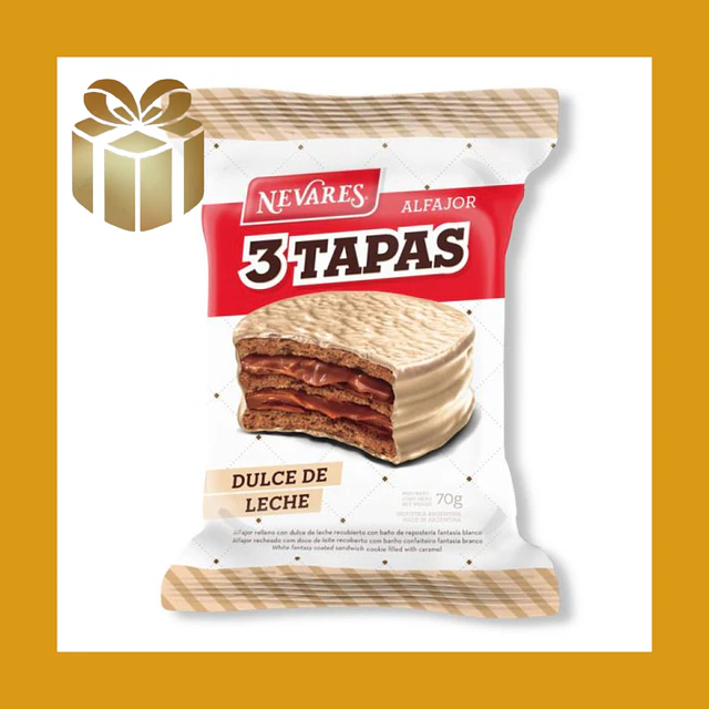 Alfajor Nevares Importado de Argentina Triple capa blanco 60g Dulce de Leche