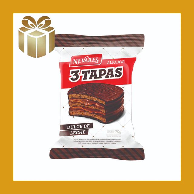 Alfajor Nevares importado de Argentina Triple capa chocolate negro 60g